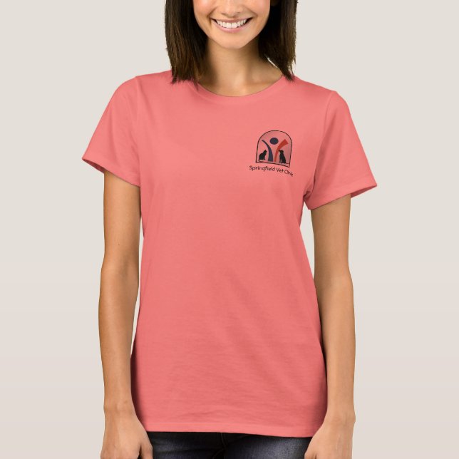 Custom Veterinary Animal Logo with Cat and Dog T-Shirt (Front)