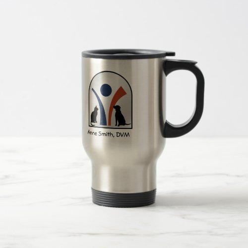 Custom Veterinary Animal Logo with Cat and Dog Travel Mug