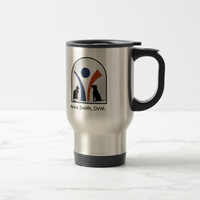 Custom Veterinary Animal Logo with Cat and Dog Travel Mug (Right)