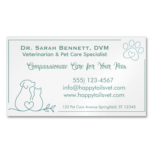 Custom Veterinary Magnet Business Card  (Front)