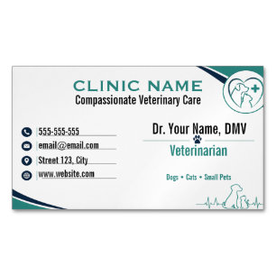 Custom Veterinary Modern Vet Clinic Business Card Magnet