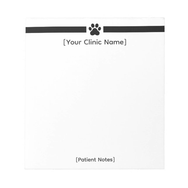 Custom Veterinary Office Notepad - Clinic Logo (Front)