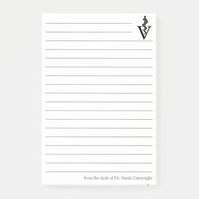 Custom Veterinary Office Veterinarian Caduceus Post-it Notes (Front)
