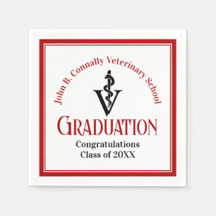 Custom Veterinary School Red Graduation Party Napkins