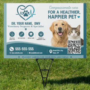 Custom Veterinary Yard Sign with QR Code