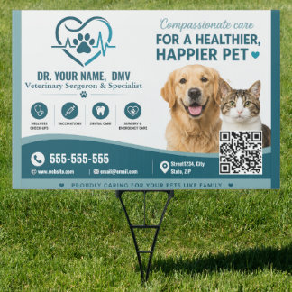 Custom Veterinary Yard Sign with QR Code 