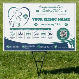 Custom Veterinary Yard Sign with QR Code for Vet
