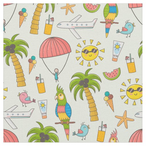 Custom Vibrant Beach Pattern Fabric