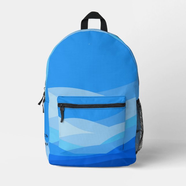 Custom Vibrant Blue Colorful Pattern Aesthetic  Printed Backpack (Front)