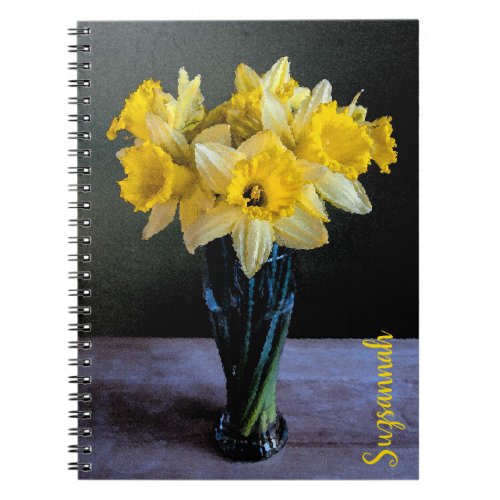 Custom Vibrant Daffodils In Vase Still Life Notebook