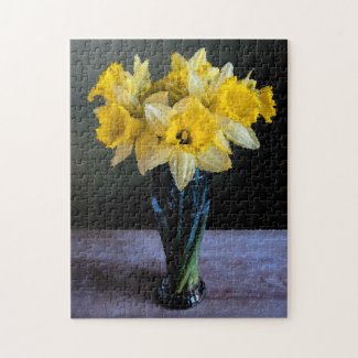 Custom Vibrant Daffodils Still Life Watercolor Jig Jigsaw Puzzle
