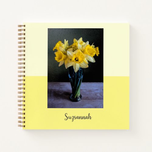 Custom Vibrant Daffodils Vase Still Life  Notebook