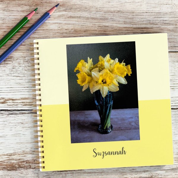 Custom Vibrant Daffodils Vase Still Life Notebook