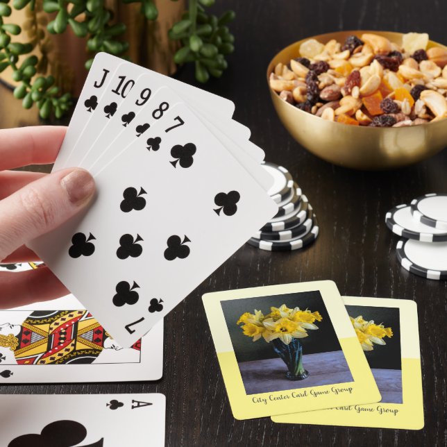 Custom Vibrant Daffodils Vase Still Life Template  Poker Cards (In Situ)