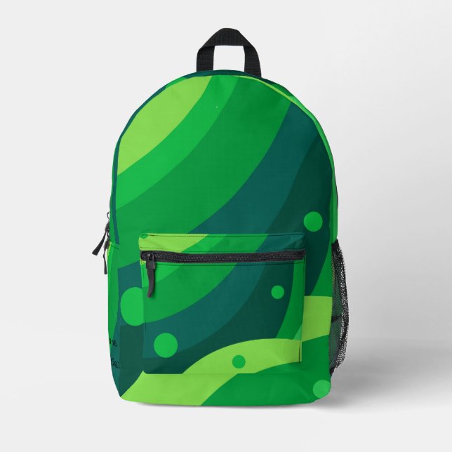 Custom Vibrant Green Colorful Pattern Aesthetic Printed Backpack (Front)