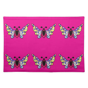 Custom Vibrant Modern Folk Butterfly Art Cloth Placemat