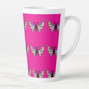 Custom Vibrant Modern Folk Butterfly Art Latte Mug