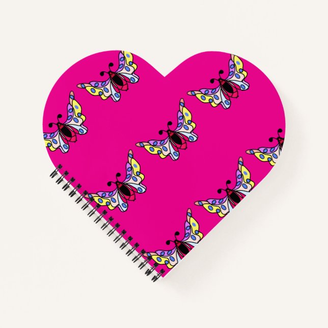 Custom Vibrant Modern Folk Butterfly Art Notebook (Front)
