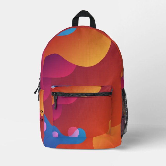 Custom Vibrant Orange Colorful Pattern Aesthetic Printed Backpack (Front)