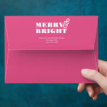 Custom Vibrant Pink Envelopes<br><div class="desc">These vibrant pink envelopes feature the word "Merry & Bright" in white over a vibrant fuchsia pink background. The envelope opens to reveal a unique watercolor Christmas pattern. Use the template fields to add your custom return address. A unique choice for the holidays. To see the matching suite visit www.zazzle.com/dotellabelle...</div>