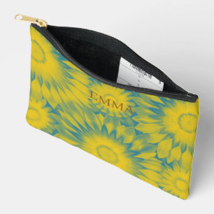 Custom Vibrant Sunflower Tie-Dye Art Accessory Pouch