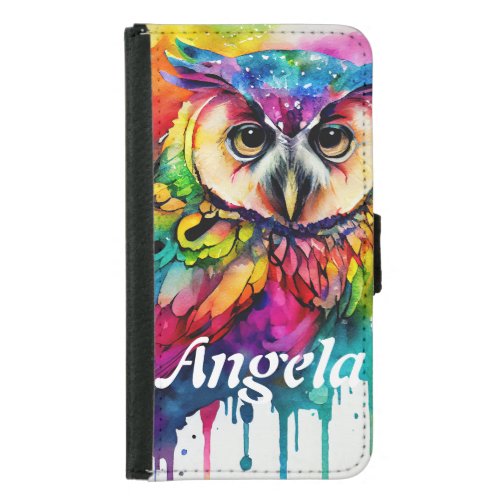 Custom Vibrant Watercolor Owl Notebook Samsung Galaxy S5 Wallet Case