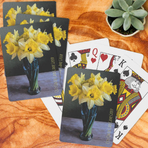 Custom Vibrant Yellow Daffodils Still Life Poker Cards