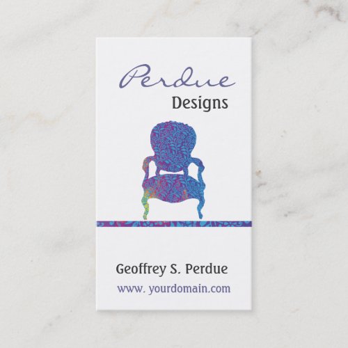 Custom Victorian  Damask Chair Business Card Template