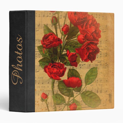 Custom Victorian Music Sheet Watercolor Rose Binder
