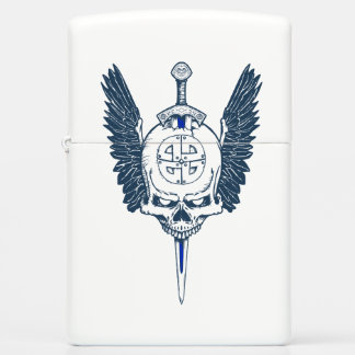 Custom Viking Skull Zippo Lighter/Blue Line theme Lighter