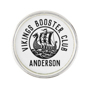 Custom Vikings Booster Club Mascot Family Name Lapel Pin