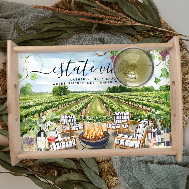 Custom Vineyard | Personalized Winery Name  Serving Tray (Creator Uploaded)