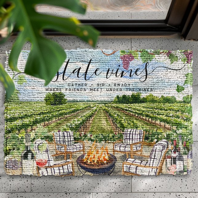 Custom Vineyard | Personalized Winery Name Welcome Fiber Doormat (Creator Uploaded)