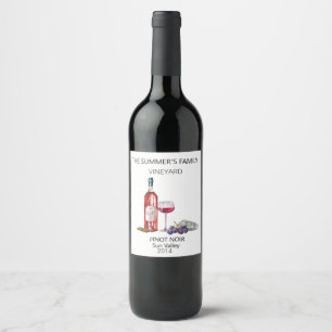 Custom Vineyard Vintage Wine Grapes Modern  Label