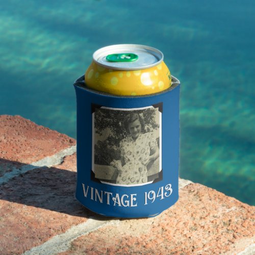 Custom Vintage 1943 80th Birthday Party Photo Can Cooler