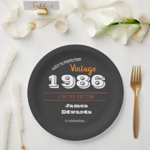 Custom Vintage 1986 40th Birthday Retro Paper Plates