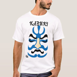 Custom Vintage Aesthetic Japanese Kabuki Art Blue T-Shirt
