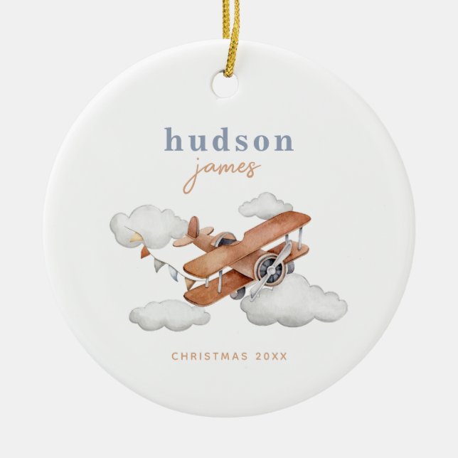 Custom Vintage Airplane Ornament (Front)