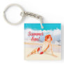 Custom, vintage and retro 1950s beach pin-up girl, keychain