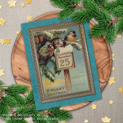 Custom Vintage Antique Holiday Seasons Greetings Postcard