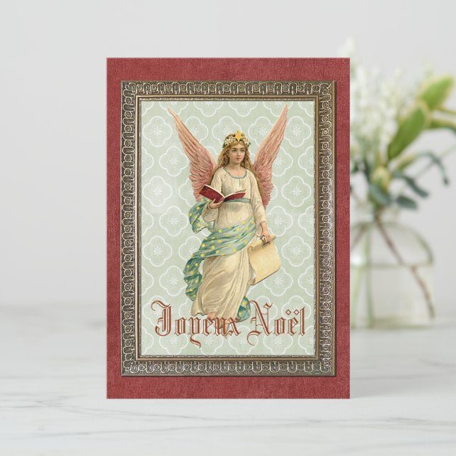 Custom Vintage Antique Seasons Greetings Holiday Card (Standing Front)
