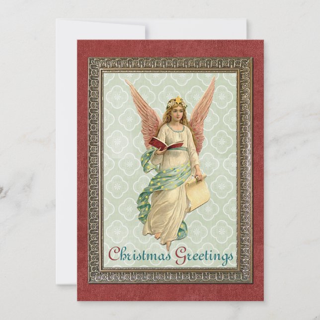 Custom Vintage Antique Seasons Greetings Holiday Card (Front)