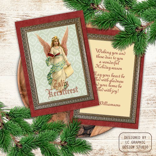 Custom Vintage Antique Seasons Greetings Holiday Card