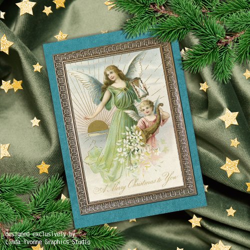 Custom Vintage Antique Seasons Greetings Holiday Card