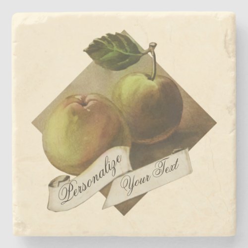 Custom Vintage Apples Retro Fruit Old School Stone Coaster