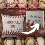 Custom Vintage Baseball Gift -Personalized  Throw Pillow<br><div class="desc">Hit a home run with our adorable vintage baseball Throw Pillow, perfect for any sports fan. This Baseball Pillow can be customized to add a personal touch: include a name, team number, purchaser's name, and special date to make it a one-of-a-kind keepsake. Crafted for comfort and designed with a charming,...</div>