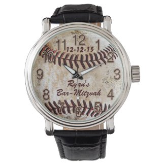 Custom Vintage Baseball Watch with 3 Text Boxes