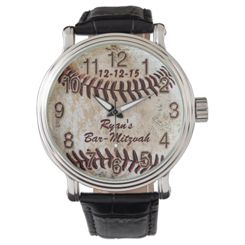 Custom Vintage Baseball Watch with 3 Text Boxes