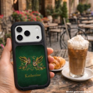 Custom Vintage Bird Floral Green iPhone 17 Pro Case