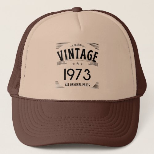 Custom Vintage Birthday Birth Year Age Black White Trucker Hat